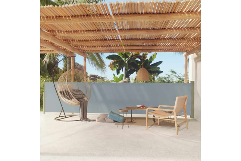 Uttrekkbar sidemarkise 117x600 cm grå - Grå - Hagemøbler - Solbeskyttelse - Markiser - Balkongmarkise