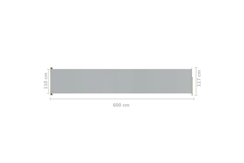 Uttrekkbar sidemarkise 117x600 cm grå - Grå - Hagemøbler - Solbeskyttelse - Markiser - Balkongmarkise