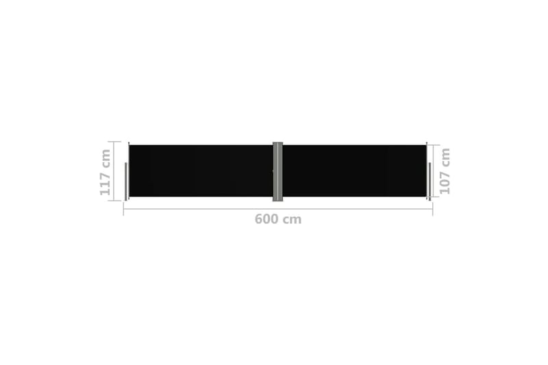 Uttrekkbar sidemarkise 117x600 cm svart - Svart - Balkongmarkise - Markiser - Sidemarkise - Balkongbeskyttelse