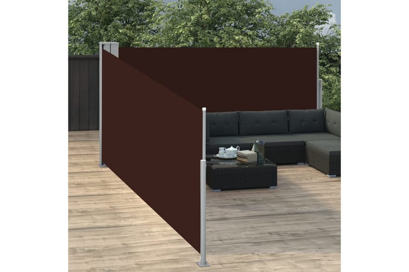 Uttrekkbar sidemarkise 120x1000 cm brun - Hagemøbler - Solbeskyttelse - Markiser - Balkongmarkise
