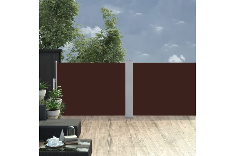 Uttrekkbar sidemarkise 120x1000 cm brun - Hagemøbler - Solbeskyttelse - Markiser - Balkongmarkise