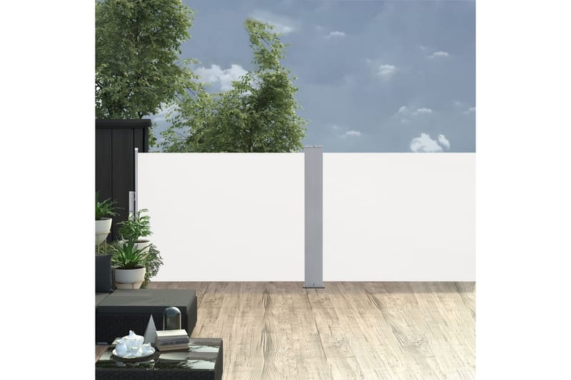 Uttrekkbar sidemarkise 120x1000 cm kremhvit - Hagemøbler - Solbeskyttelse - Markiser - Balkongmarkise