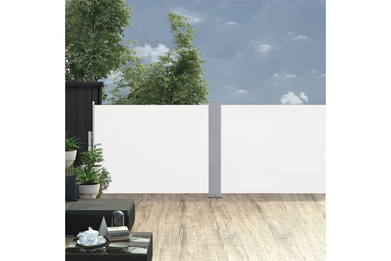 Uttrekkbar sidemarkise 120x1000 cm kremhvit - Balkongmarkise - Markiser - Sidemarkise - Balkongbeskyttelse