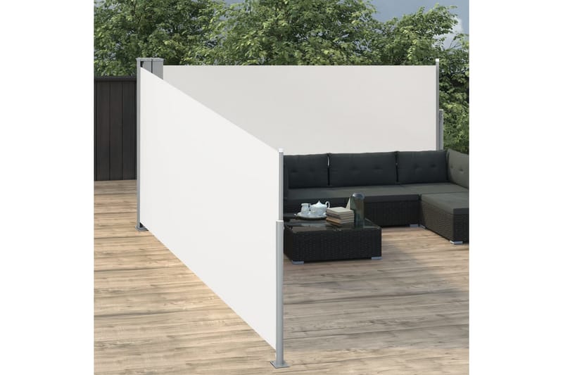 Uttrekkbar sidemarkise 120x1000 cm kremhvit - Hagemøbler - Solbeskyttelse - Markiser - Balkongmarkise