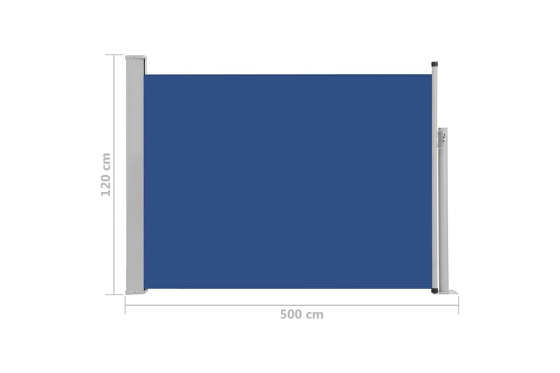 Uttrekkbar sidemarkise 120x500 cm blå - Hagemøbler - Solbeskyttelse - Markiser - Balkongmarkise