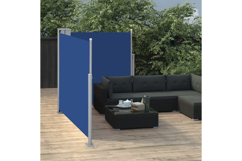 Uttrekkbar sidemarkise 120x600 cm blå - Hagemøbler - Solbeskyttelse - Markiser - Balkongmarkise