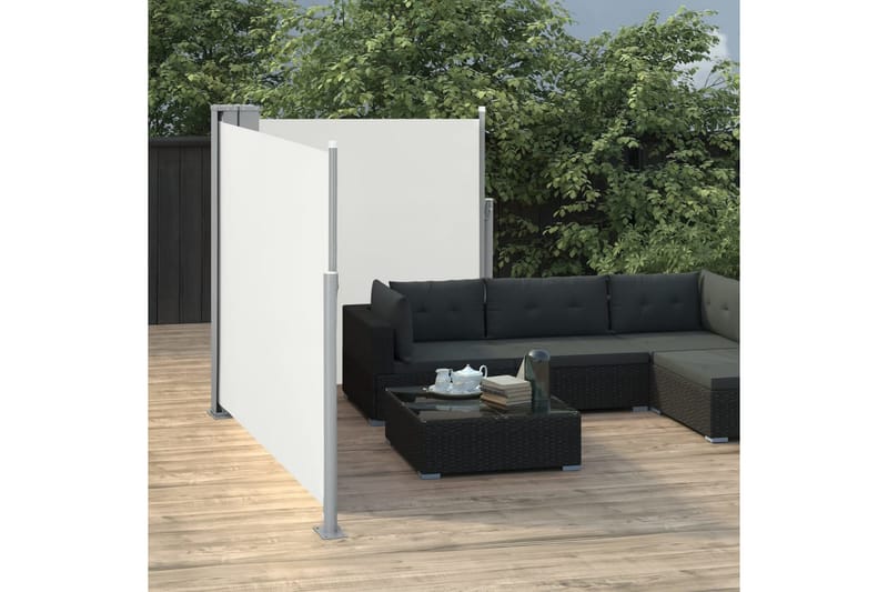 Uttrekkbar sidemarkise 120x600 cm kremhvit - Hagemøbler - Solbeskyttelse - Markiser - Balkongmarkise