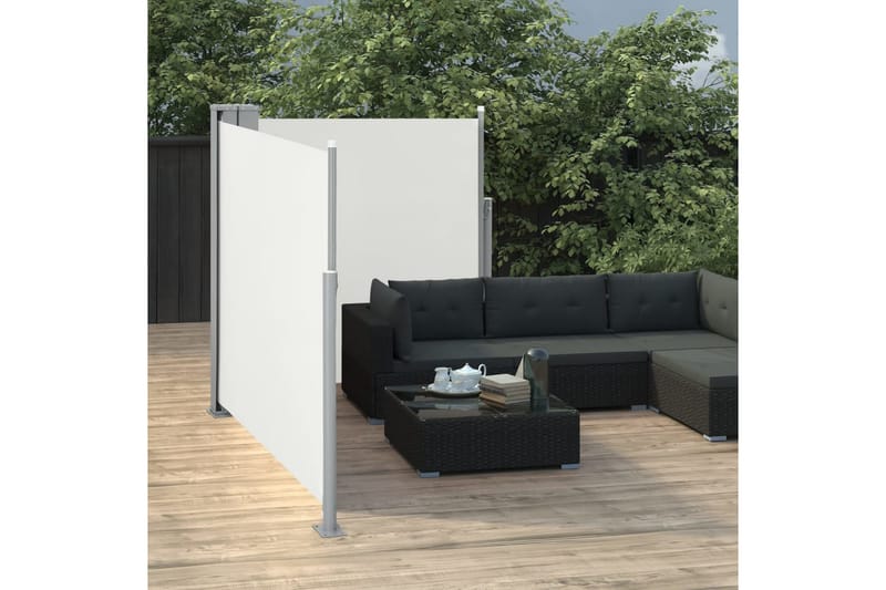 Uttrekkbar sidemarkise 120x600 cm kremhvit - Balkongmarkise - Markiser - Sidemarkise - Balkongbeskyttelse