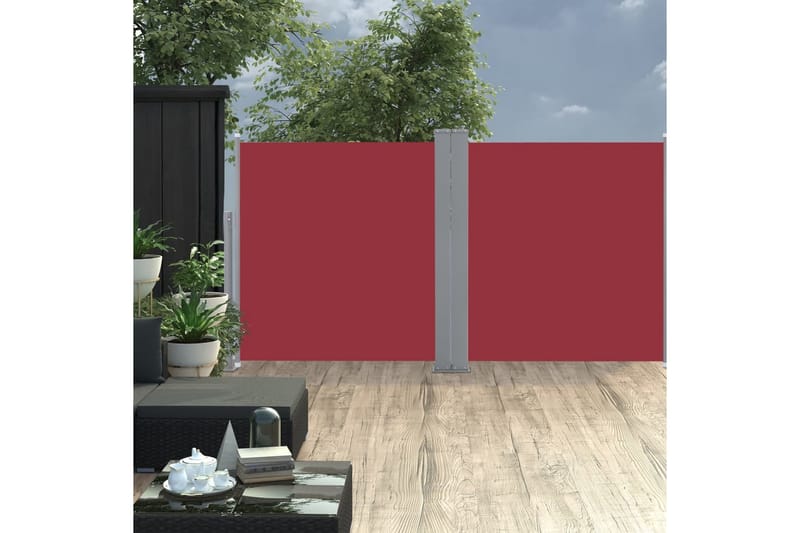 Uttrekkbar sidemarkise 120x600 cm rød - Hagemøbler - Solbeskyttelse - Markiser - Balkongmarkise
