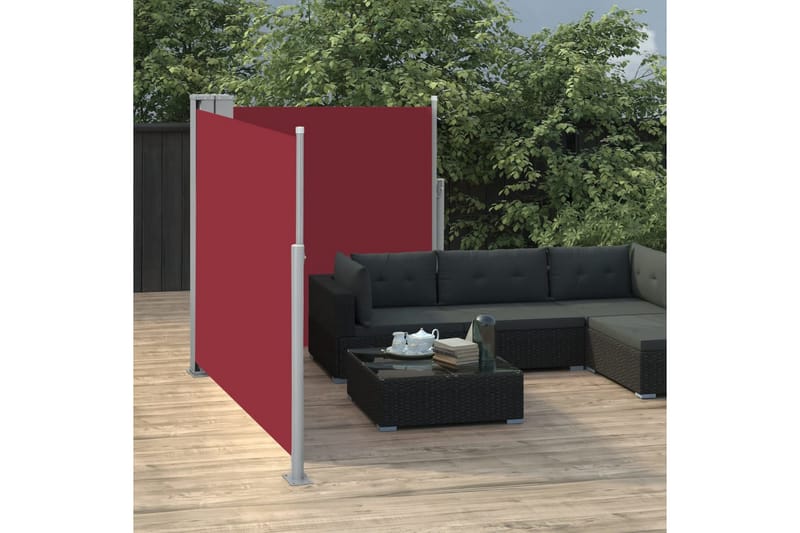 Uttrekkbar sidemarkise 120x600 cm rød - Hagemøbler - Solbeskyttelse - Markiser - Balkongmarkise