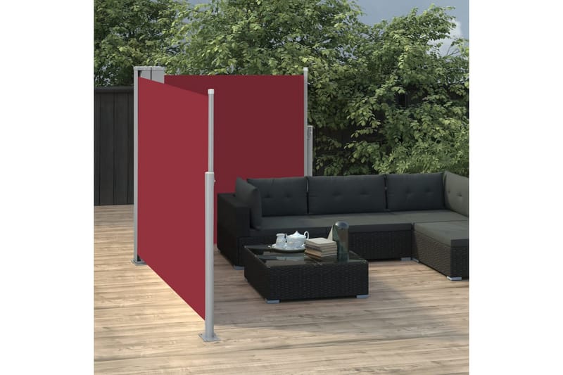 Uttrekkbar sidemarkise 120x600 cm rød - Balkongmarkise - Markiser - Sidemarkise - Balkongbeskyttelse