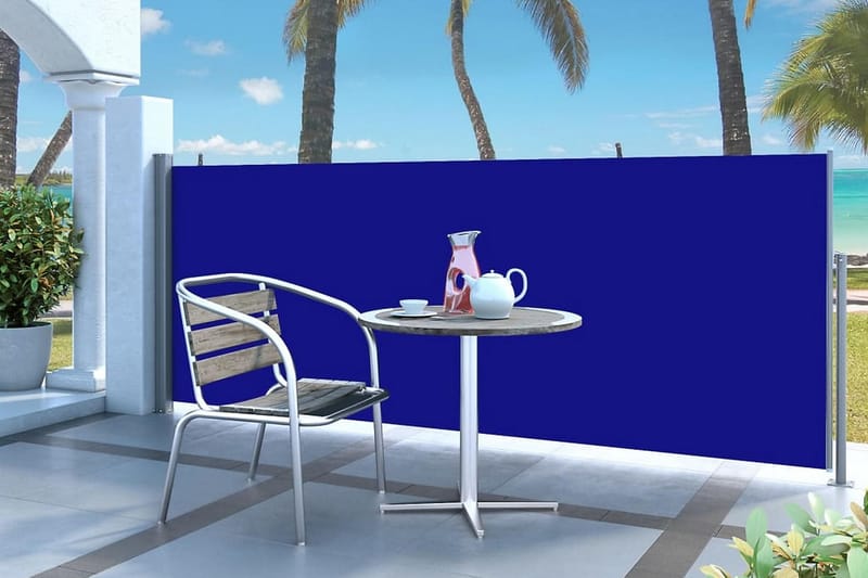 Uttrekkbar sidemarkise 140 x 300 cm blå - Hagemøbler - Solbeskyttelse - Markiser - Balkongmarkise