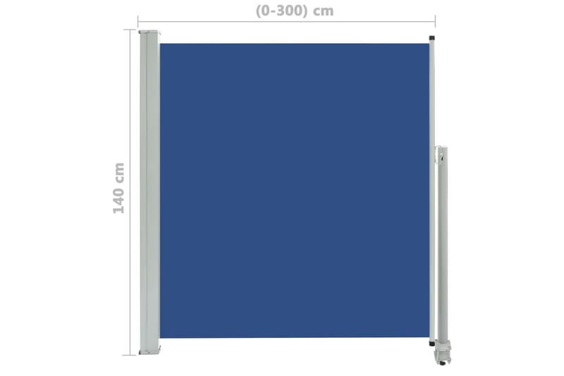 Uttrekkbar sidemarkise 140 x 300 cm blå - Balkongmarkise - Markiser - Sidemarkise - Balkongbeskyttelse