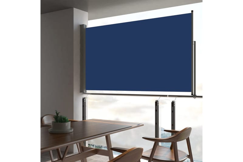 Uttrekkbar sidemarkise 140 x 300 cm blå - Hagemøbler - Solbeskyttelse - Markiser - Balkongmarkise