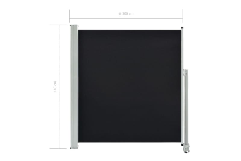 Uttrekkbar sidemarkise 140 x 300 cm svart - Balkongmarkise - Markiser - Sidemarkise - Balkongbeskyttelse