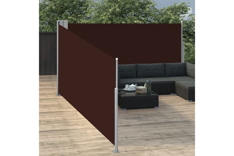 Uttrekkbar sidemarkise 140x1000 cm brun - Hagemøbler - Solbeskyttelse - Markiser - Balkongmarkise