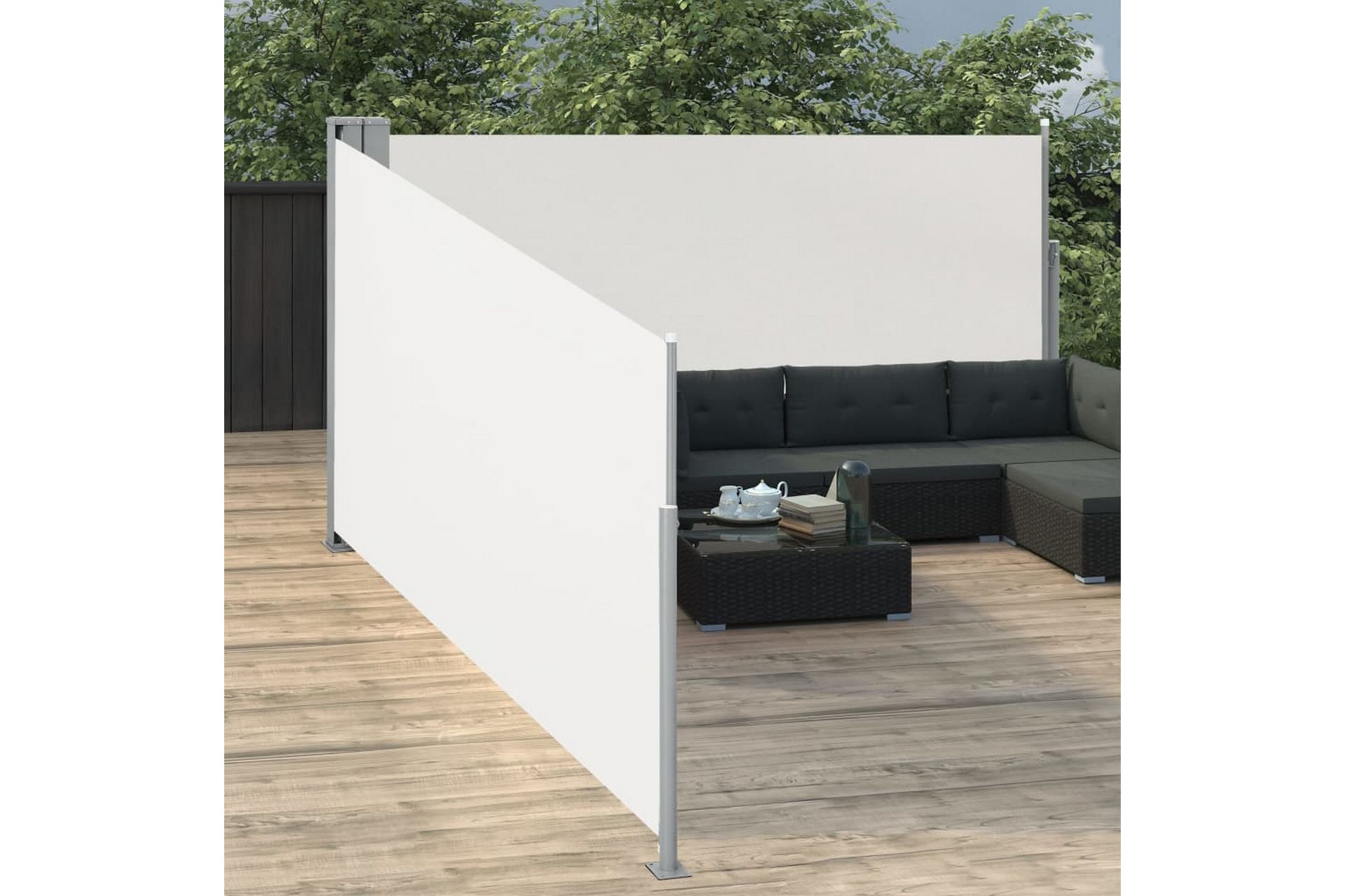 Uttrekkbar sidemarkise 140x1000 cm kremhvit - Hagemøbler - Solbeskyttelse - Markiser - Balkongmarkise