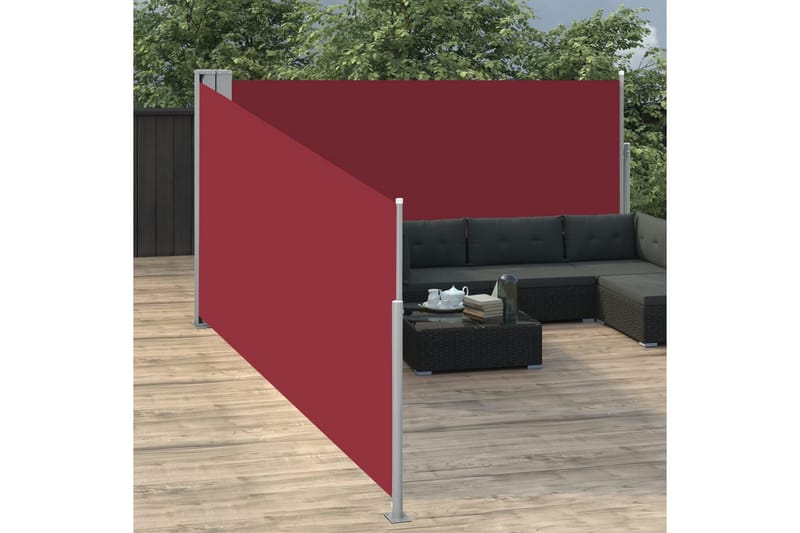 Uttrekkbar sidemarkise 140x1000 cm rød - Balkongmarkise - Markiser - Sidemarkise - Balkongbeskyttelse