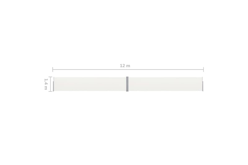 Uttrekkbar sidemarkise 140x1200 cm kremhvit - Krem - Hagemøbler - Solbeskyttelse - Markiser - Balkongmarkise