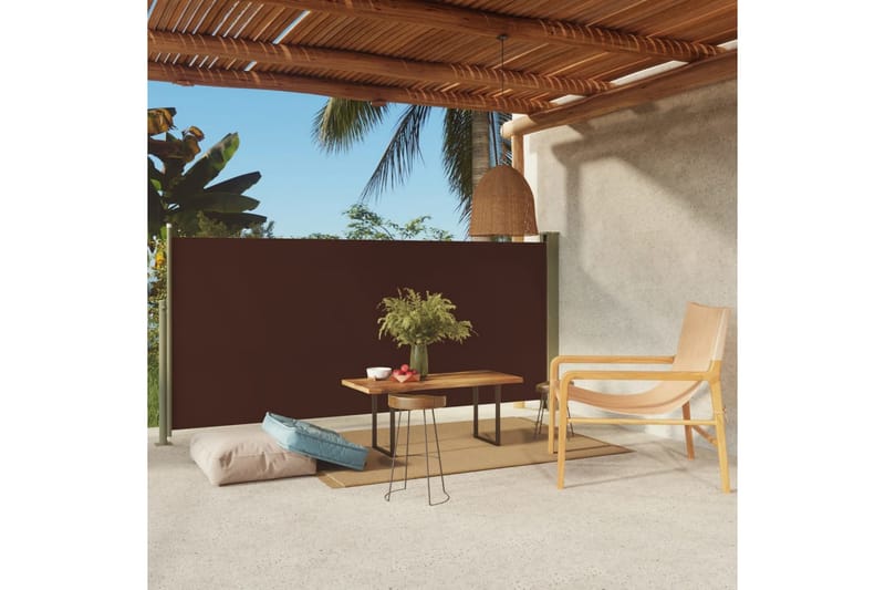 Uttrekkbar sidemarkise 140x300 cm brun - Brun - Hagemøbler - Solbeskyttelse - Markiser - Balkongmarkise