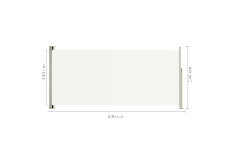 Uttrekkbar sidemarkise 140x300 cm kremhvit - Krem - Balkongmarkise - Markiser - Sidemarkise - Balkongbeskyttelse