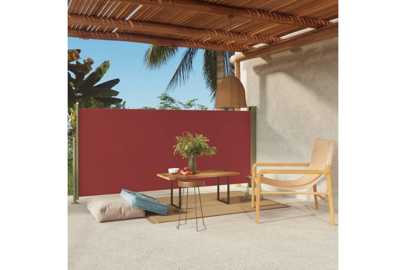 Uttrekkbar sidemarkise 140x300 cm rød - Rød - Hagemøbler - Solbeskyttelse - Markiser - Balkongmarkise