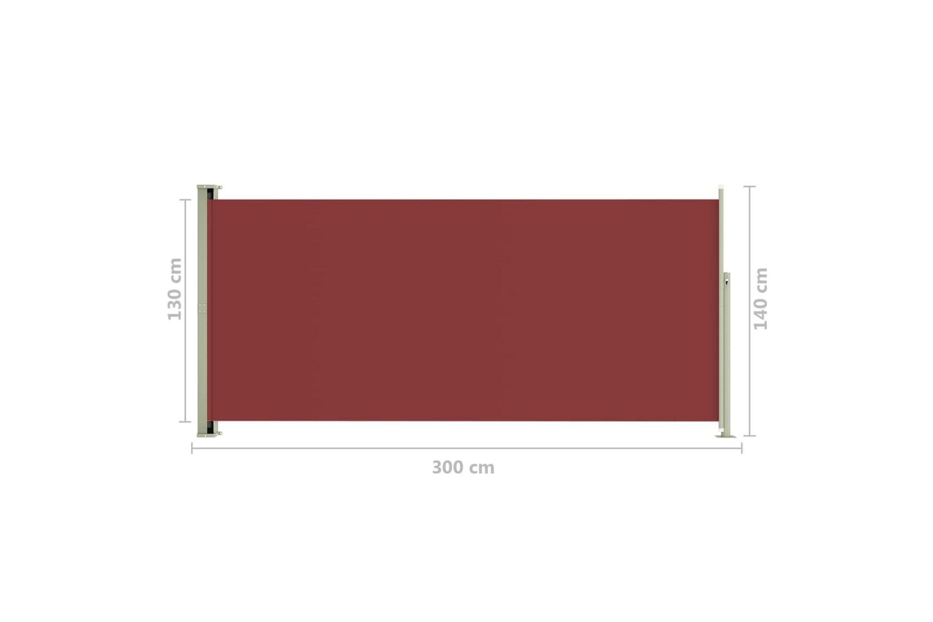 Uttrekkbar sidemarkise 140x300 cm rød - Rød - Hagemøbler - Solbeskyttelse - Markiser - Balkongmarkise