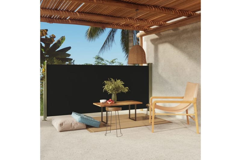 Uttrekkbar sidemarkise 140x300 cm svart - Svart - Hagemøbler - Solbeskyttelse - Markiser - Balkongmarkise