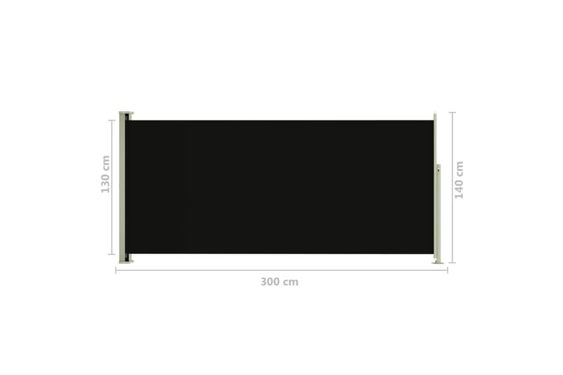 Uttrekkbar sidemarkise 140x300 cm svart - Svart - Balkongmarkise - Markiser - Sidemarkise - Balkongbeskyttelse