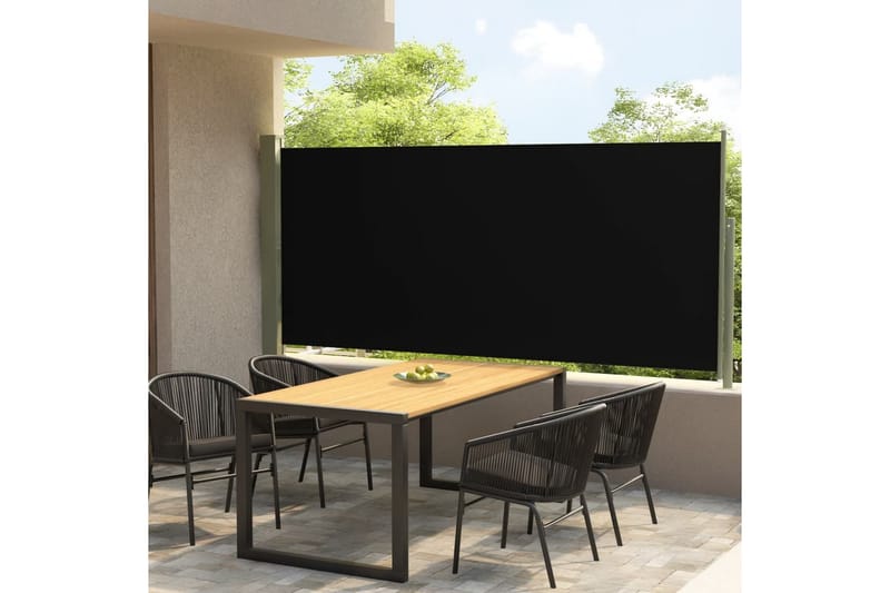 Uttrekkbar sidemarkise 140x300 cm svart - Svart - Hagemøbler - Solbeskyttelse - Markiser - Balkongmarkise