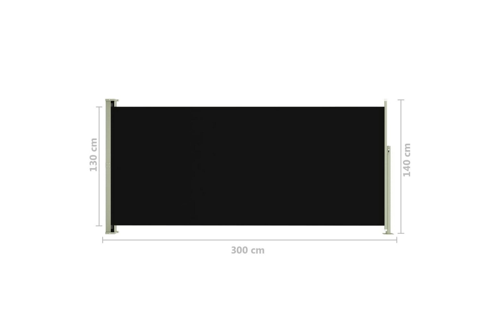 Uttrekkbar sidemarkise 140x300 cm svart - Svart - Hagemøbler - Solbeskyttelse - Markiser - Balkongmarkise