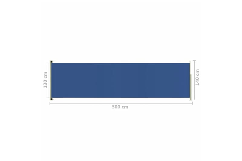 Uttrekkbar sidemarkise 140x500 cm blå - Blå - Balkongmarkise - Markiser - Sidemarkise - Balkongbeskyttelse
