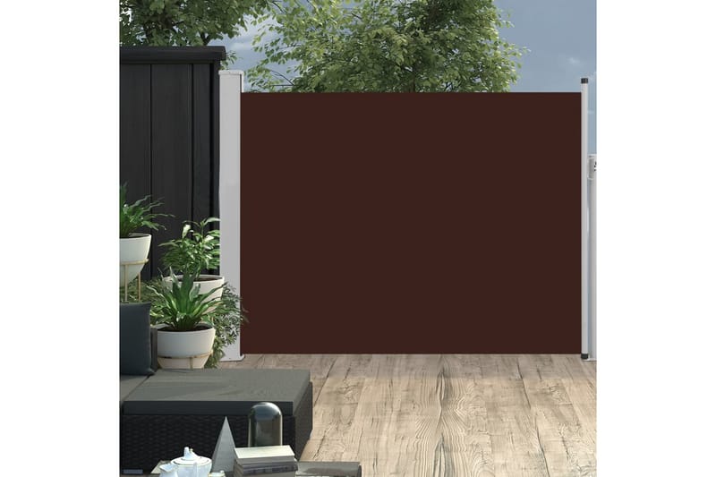 Uttrekkbar sidemarkise 140x500 cm brun - Hagemøbler - Solbeskyttelse - Markiser - Balkongmarkise