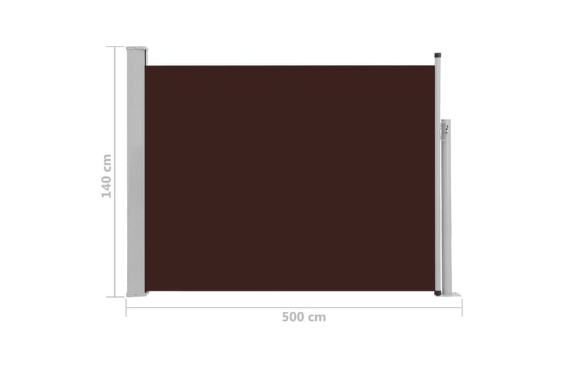 Uttrekkbar sidemarkise 140x500 cm brun - Balkongmarkise - Markiser - Sidemarkise - Balkongbeskyttelse