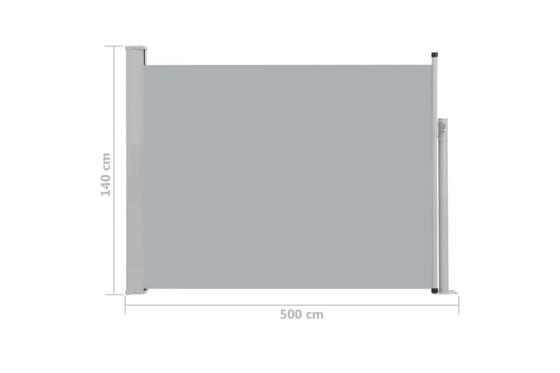 Uttrekkbar sidemarkise 140x500 cm grå - Balkongmarkise - Markiser - Sidemarkise - Balkongbeskyttelse