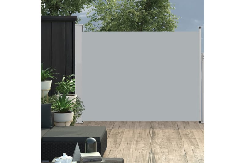 Uttrekkbar sidemarkise 140x500 cm grå - Hagemøbler - Solbeskyttelse - Markiser - Balkongmarkise