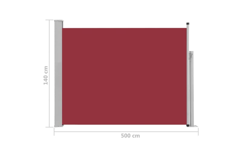 Uttrekkbar sidemarkise 140x500 cm rød - Hagemøbler - Solbeskyttelse - Markiser - Balkongmarkise