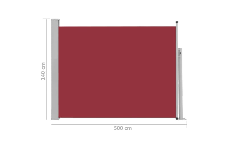 Uttrekkbar sidemarkise 140x500 cm rød - Balkongmarkise - Markiser - Sidemarkise - Balkongbeskyttelse