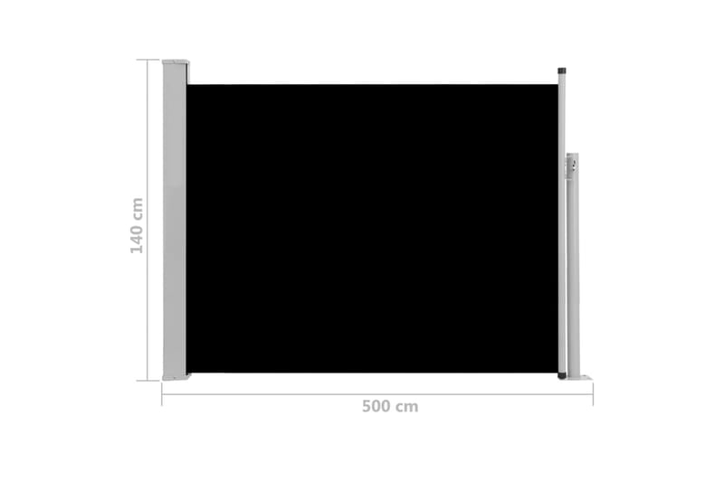 Uttrekkbar sidemarkise 140x500 cm svart - Balkongmarkise - Markiser - Sidemarkise - Balkongbeskyttelse