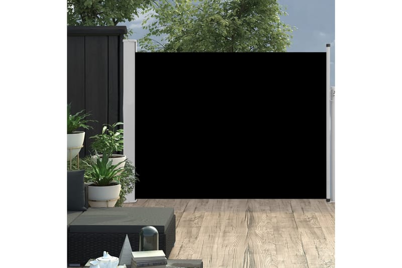 Uttrekkbar sidemarkise 140x500 cm svart - Hagemøbler - Solbeskyttelse - Markiser - Balkongmarkise