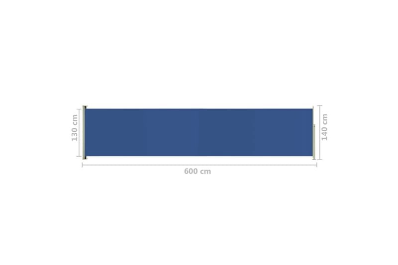 Uttrekkbar sidemarkise 140x600 cm blå - Blå - Hagemøbler - Solbeskyttelse - Markiser - Balkongmarkise