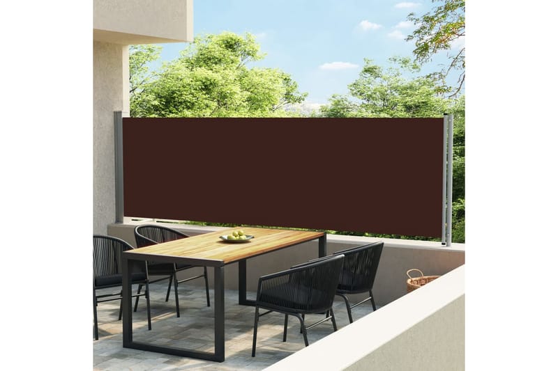 Uttrekkbar sidemarkise 140x600 cm brun - Brun - Balkongmarkise - Markiser - Sidemarkise - Balkongbeskyttelse