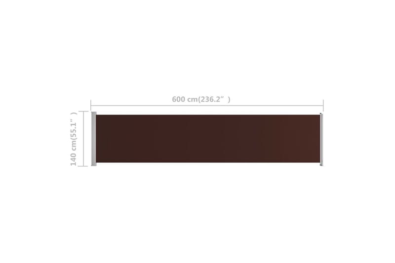 Uttrekkbar sidemarkise 140x600 cm brun - Brun - Hagemøbler - Solbeskyttelse - Markiser - Balkongmarkise