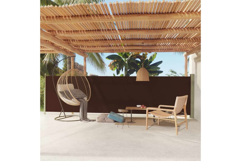 Uttrekkbar sidemarkise 140x600 cm brun - Brun - Hagemøbler - Solbeskyttelse - Markiser - Balkongmarkise