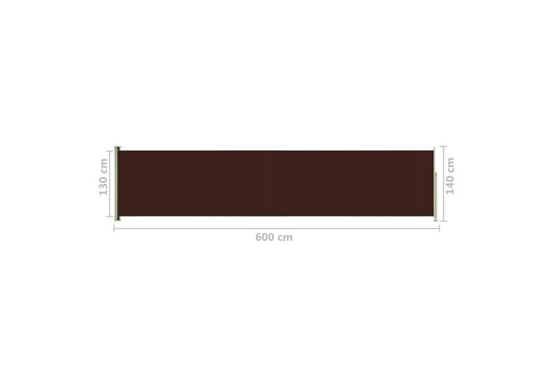 Uttrekkbar sidemarkise 140x600 cm brun - Brun - Balkongmarkise - Markiser - Sidemarkise - Balkongbeskyttelse