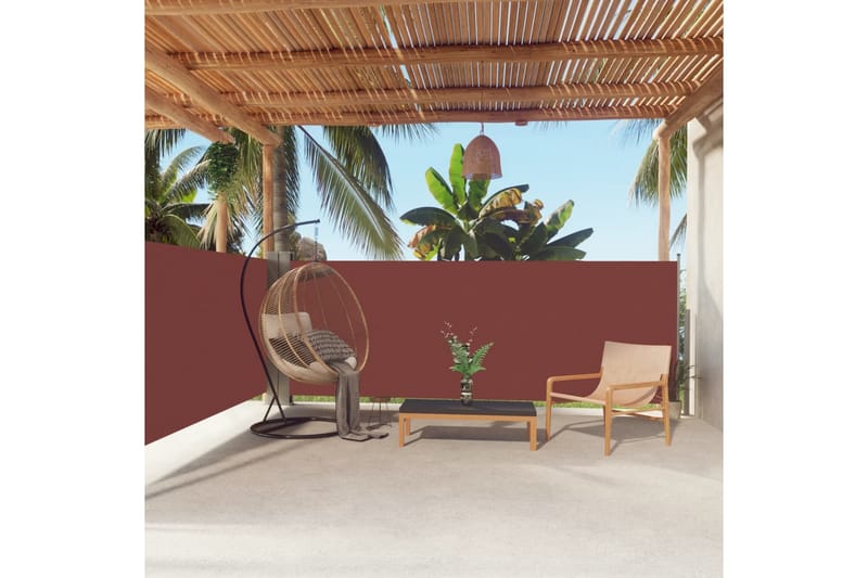 Uttrekkbar sidemarkise 140x600 cm brun - Brun - Hagemøbler - Solbeskyttelse - Markiser - Balkongmarkise