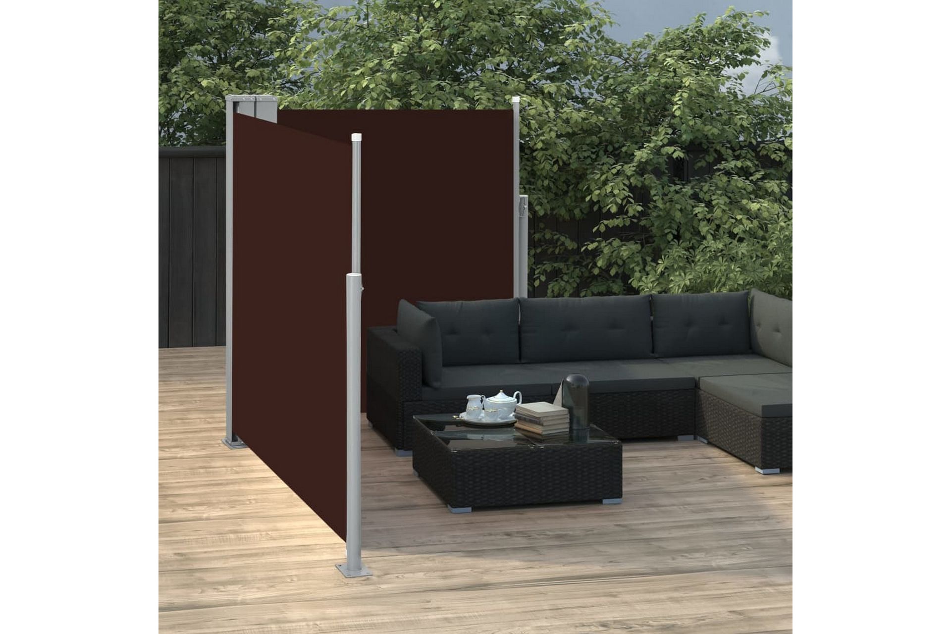 Uttrekkbar sidemarkise 140x600 cm brun - Hagemøbler - Solbeskyttelse - Markiser - Balkongmarkise