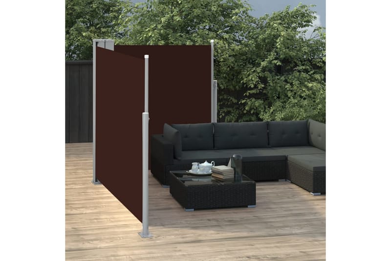 Uttrekkbar sidemarkise 140x600 cm brun - Balkongmarkise - Markiser - Sidemarkise - Balkongbeskyttelse