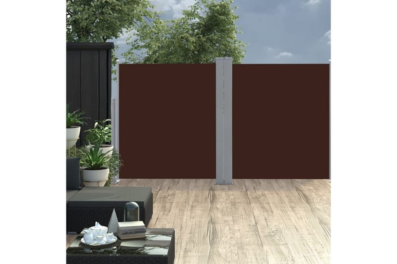 Uttrekkbar sidemarkise 140x600 cm brun - Balkongmarkise - Markiser - Sidemarkise - Balkongbeskyttelse