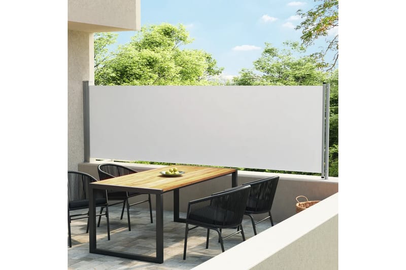 Uttrekkbar sidemarkise 140x600 cm kremhvit - Krem - Hagemøbler - Solbeskyttelse - Markiser - Balkongmarkise
